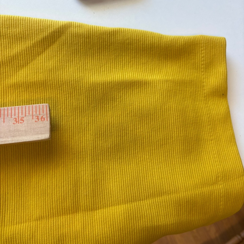 Boden Sheath Dress Women 6R Yellow Ribbed Belted Short Sleeve Scoop Neck - Picture 8 of 11
